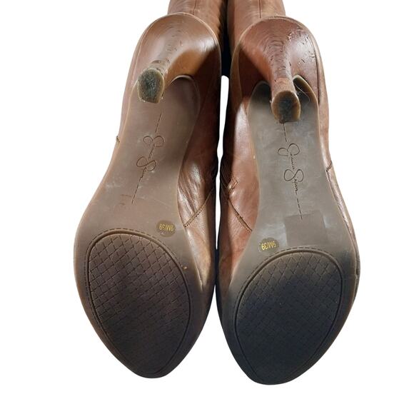 JESSICA SIMPSON! FAWN BEIGE/BROWN GENUINE LEATHER OVER THE KNEE BOOTS! SZ 9M - Picture 11 of 12